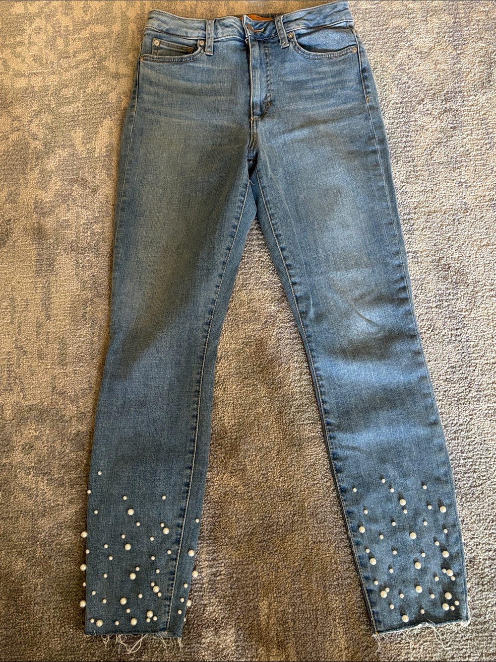 Joe's Jeans The Charlie High Rise Skinny Ankle Jeans with Pearls Size 26